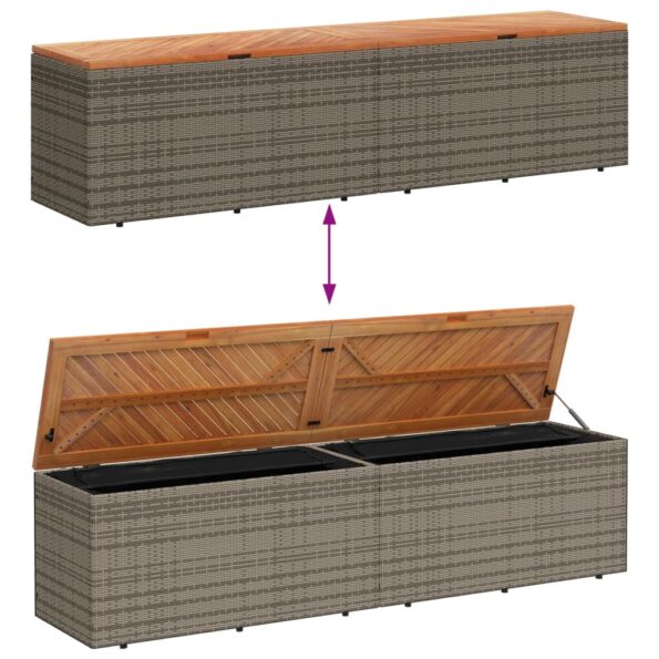 vidaXL Záhradný úložný box sivý 220x50x54 cm polyratan akáciové drevo – Obrázok 7