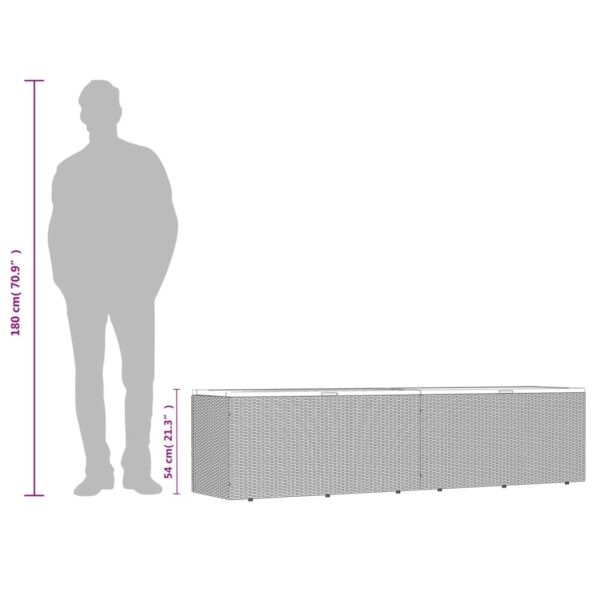 vidaXL Záhradný úložný box sivý 220x50x54 cm polyratan akáciové drevo – Obrázok 10