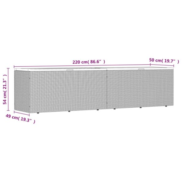 vidaXL Záhradný úložný box sivý 220x50x54 cm polyratan akáciové drevo – Obrázok 11