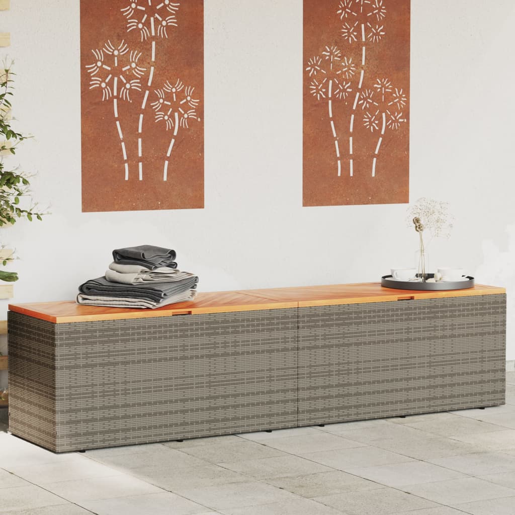 VXL8721012265042_m_en_hd_1.jpg vidaXL Záhradný úložný box sivý 220x50x54 cm polyratan akáciové drevo – Obrázok 1