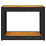 vidaXL Záhr. príručný stôl drevená doska čierny 100x40x75 cm polyratan – Obrázok 6