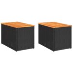 vidaXL Záhradné príručné stolíky 2ks čierne 55x34x37cm polyratan masív – Obrázok 2