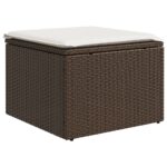 vidaXL Záhradná taburetka s vankúšom hnedá 55x55x37 cm polyratan – Obrázok 2