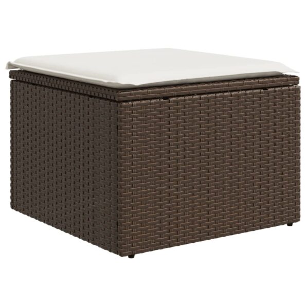 vidaXL Záhradná taburetka s vankúšom hnedá 55x55x37 cm polyratan – Obrázok 2