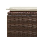vidaXL Záhradná taburetka s vankúšom hnedá 55x55x37 cm polyratan – Obrázok 5