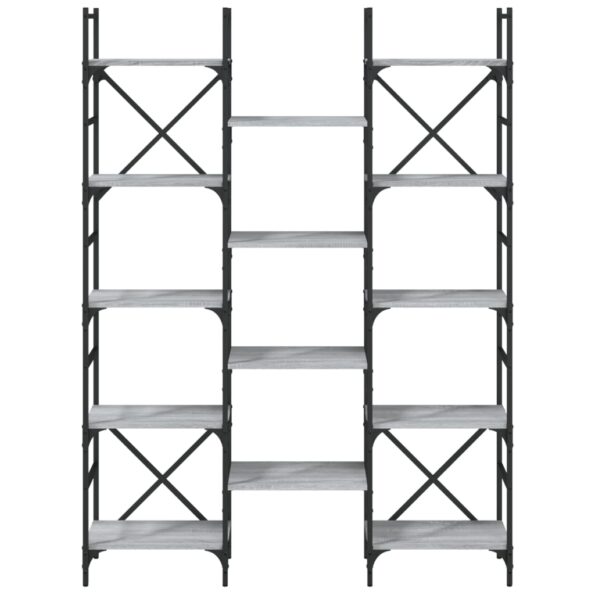 vidaXL Knižnica sivá sonoma 127,5x28,5x172,5 cm kompozitné drevo – Obrázok 5