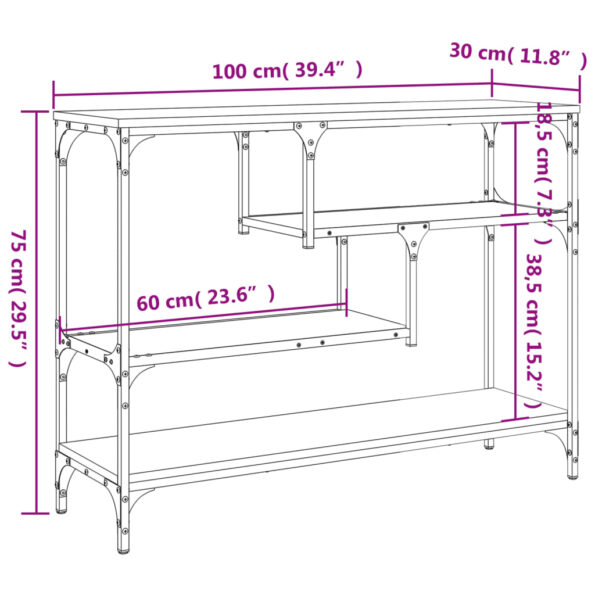 vidaXL Konzolový stolík dymový dub 100x30x75 cm kompozitné drevo – Obrázok 10