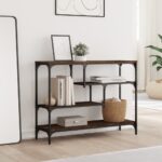 vidaXL Konzolový stolík hnedý dub 100x30x75 cm kompozitné drevo – Obrázok 3