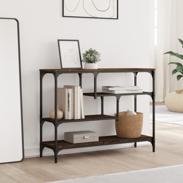 vidaXL Konzolový stolík hnedý dub 100x30x75 cm kompozitné drevo – Obrázok 3