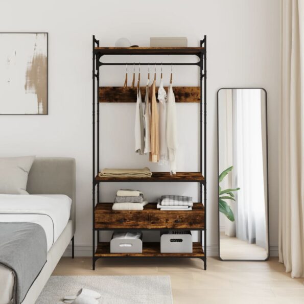 vidaXL Šatník so zásuvkami dymový dub 89x39x184,5 cm kompozitné drevo – Obrázok 3