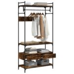 vidaXL Šatník so zásuvkami dymový dub 89x39x184,5 cm kompozitné drevo – Obrázok 4