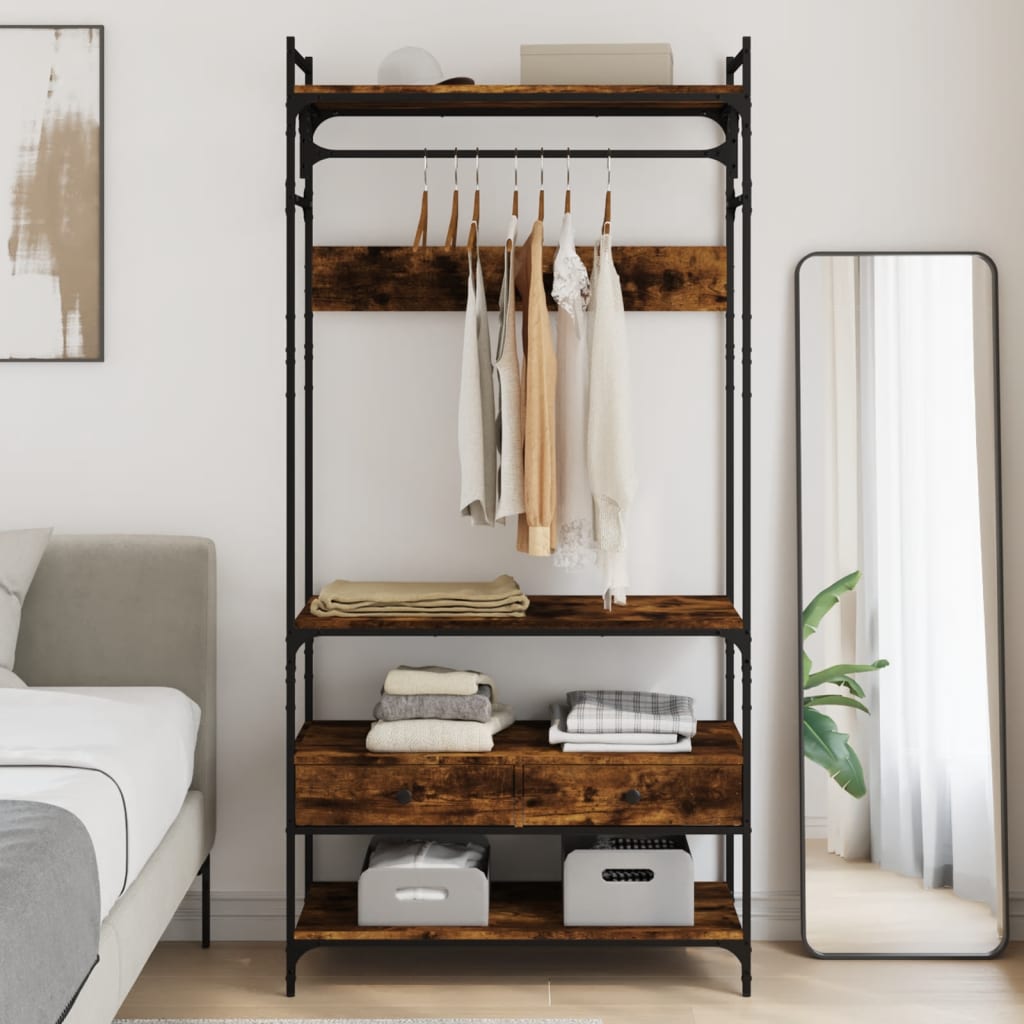 VXL8721012340060_m_en_hd_1.jpg vidaXL Šatník so zásuvkami dymový dub 89x39x184,5 cm kompozitné drevo – Obrázok 1