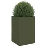 vidaXL Kvetináč olivovozelený 52x48x75 cm oceľ – Obrázok 4