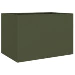 vidaXL Kvetináč olivovozelený 62x40x39 cm oceľ – Obrázok 2