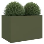 vidaXL Kvetináč olivovozelený 62x40x39 cm oceľ – Obrázok 4