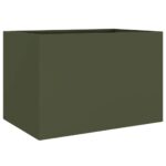 vidaXL Kvetináč olivovozelený 62x40x39 cm oceľ – Obrázok 7