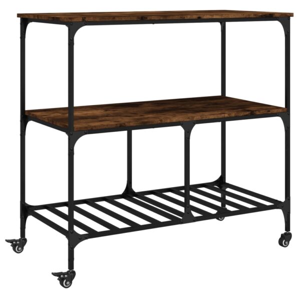 vidaXL Kuchynský vozík dymový dub 100x50x95 cm kompozitné drevo – Obrázok 2