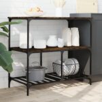 vidaXL Kuchynský vozík dymový dub 100x50x95 cm kompozitné drevo – Obrázok 3