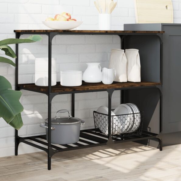 vidaXL Kuchynský vozík dymový dub 100x50x95 cm kompozitné drevo – Obrázok 3