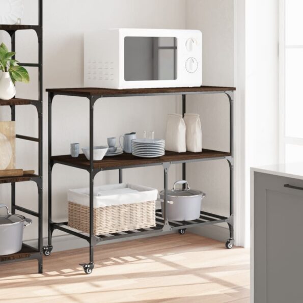 vidaXL Kuchynský vozík hnedý dub 100x50x95 cm kompozitné drevo – Obrázok 4