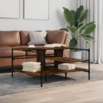 vidaXL Konferenčný stolík dymový dub 100x100x48,5 cm spracované drevo – Obrázok 3