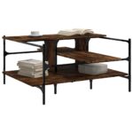 vidaXL Konferenčný stolík dymový dub 100x100x48,5 cm spracované drevo – Obrázok 4