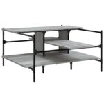 vidaXL Konferenčný stolík sivý sonoma 100x100x48,5 cm kompozitné drevo – Obrázok 2