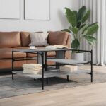 vidaXL Konferenčný stolík sivý sonoma 100x100x48,5 cm kompozitné drevo – Obrázok 3