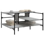 vidaXL Konferenčný stolík sivý sonoma 100x100x48,5 cm kompozitné drevo – Obrázok 4