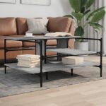 vidaXL Konferenčný stolík sivý sonoma 100x100x48,5 cm kompozitné drevo