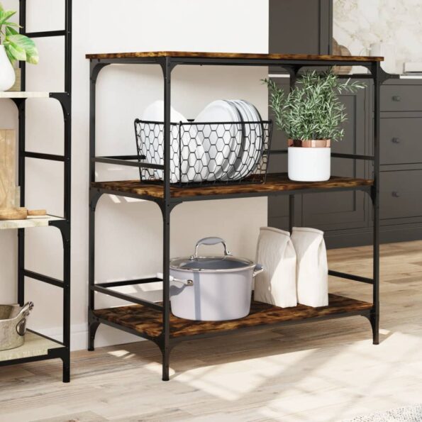 vidaXL Kuchynský vozík dymový dub 100,5x50x105 cm kompozitné drevo – Obrázok 3