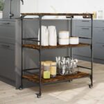 vidaXL Kuchynský vozík dymový dub 100,5x50x105 cm kompozitné drevo – Obrázok 4