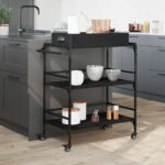 vidaXL Kuchynský vozík, čierny 81,5x41x92,5 cm, kompozitné drevo – Obrázok 3