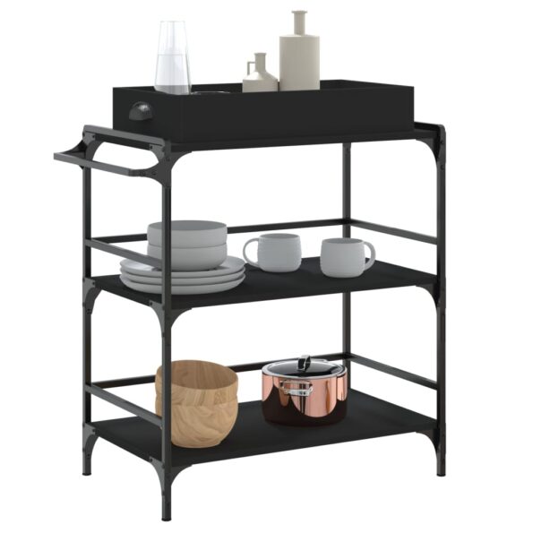 vidaXL Kuchynský vozík, čierny 81,5x41x92,5 cm, kompozitné drevo – Obrázok 5