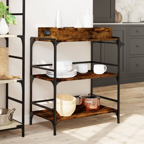 vidaXL Kuchynský vozík, tmavý dub 81,5x41x92,5 cm, kompozitné drevo – Obrázok 4