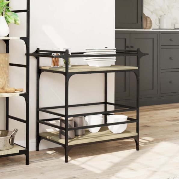vidaXL Kuchynský vozík dub sonoma 82x40x78,5 cm kompozitné drevo – Obrázok 3