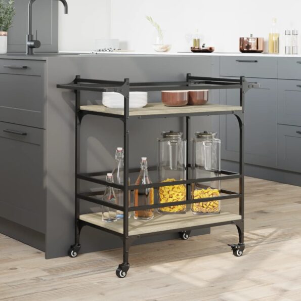 vidaXL Kuchynský vozík dub sonoma 82x40x78,5 cm kompozitné drevo – Obrázok 4