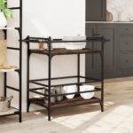 vidaXL Kuchynský vozík hnedý dub 82x40x78,5 cm kompozitné drevo – Obrázok 3