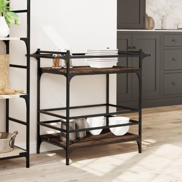 vidaXL Kuchynský vozík hnedý dub 82x40x78,5 cm kompozitné drevo – Obrázok 3