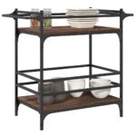 vidaXL Kuchynský vozík hnedý dub 82x40x78,5 cm kompozitné drevo – Obrázok 6