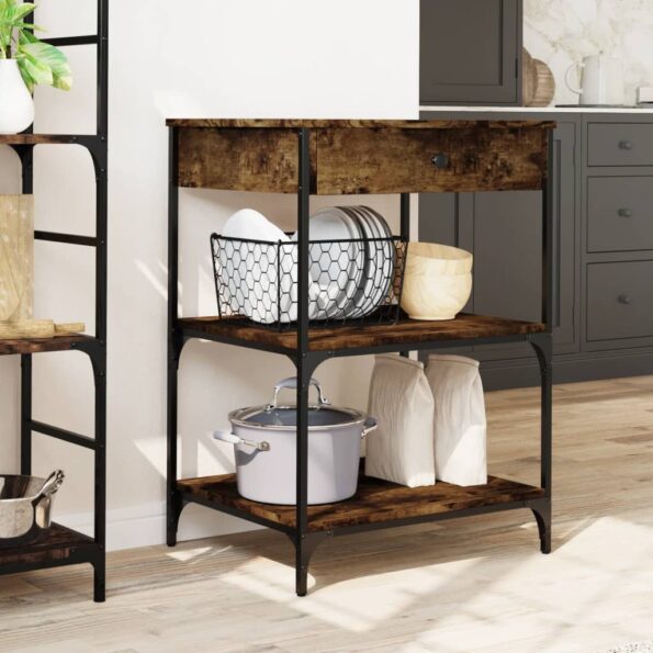 vidaXL Kuchynský vozík dymový dub 60x48x89,5 cm kompozitné drevo – Obrázok 3