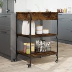 vidaXL Kuchynský vozík dymový dub 60x48x89,5 cm kompozitné drevo – Obrázok 4