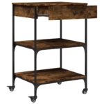 vidaXL Kuchynský vozík dymový dub 60x48x89,5 cm kompozitné drevo – Obrázok 7