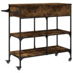 vidaXL Kuchynský vozík dymový dub 105x42x95 cm kompozitné drevo – Obrázok 2