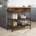 vidaXL Kuchynský vozík dymový dub 105x42x95 cm kompozitné drevo – Obrázok 4