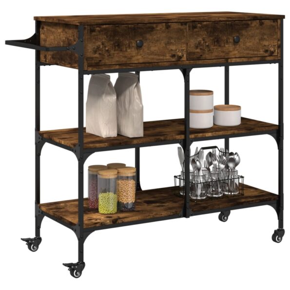 vidaXL Kuchynský vozík dymový dub 105x42x95 cm kompozitné drevo – Obrázok 6
