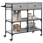 vidaXL Kuchynský vozík sivý sonoma 105x42x95 cm kompozitné drevo – Obrázok 6