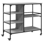 vidaXL Kuchynský vozík sivý sonoma 100x45x89,5 cm kompozitné drevo – Obrázok 2