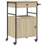 vidaXL Kuchynský vozík, dub sonoma 56x43x89,5 cm, kompozitné drevo – Obrázok 2