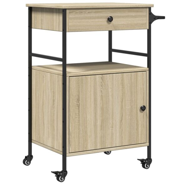 vidaXL Kuchynský vozík, dub sonoma 56x43x89,5 cm, kompozitné drevo – Obrázok 2